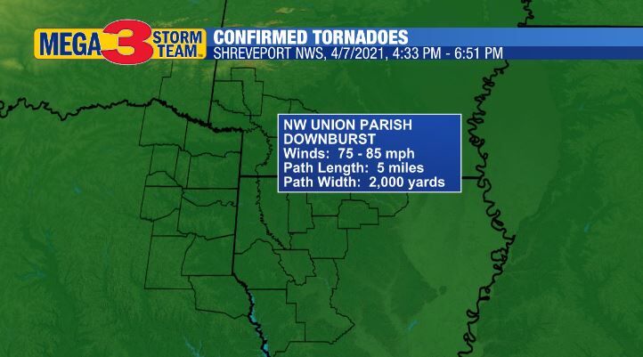 Storm Damage Survey from Union Parish (Shreveport NWS)